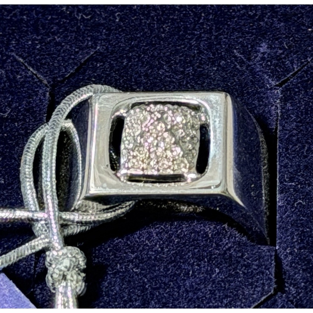 Beautiful~Swarovski Ring Size 55 Wide Silvertone Band (2980)